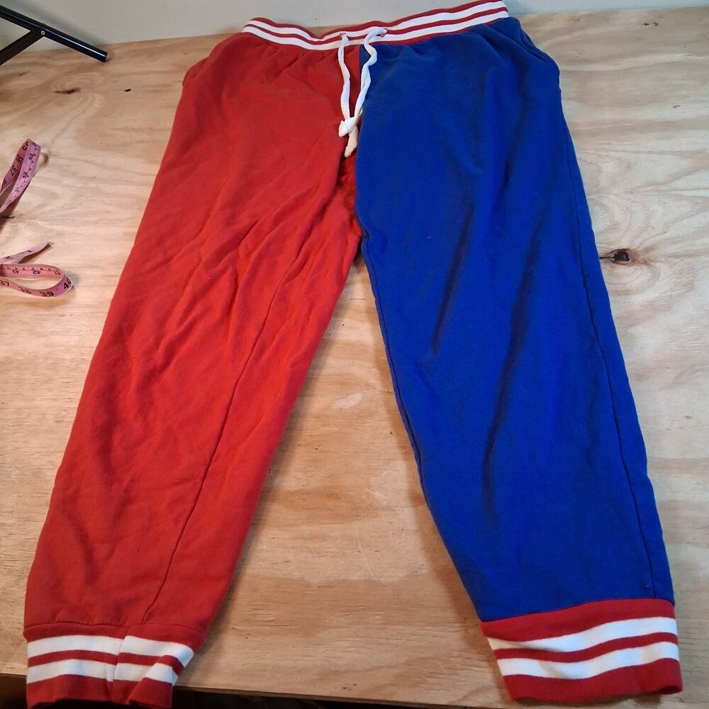 Suicide Squad Harley Quinn Womens Pants Sz L Red Blue Joggers Sweatpants Joker